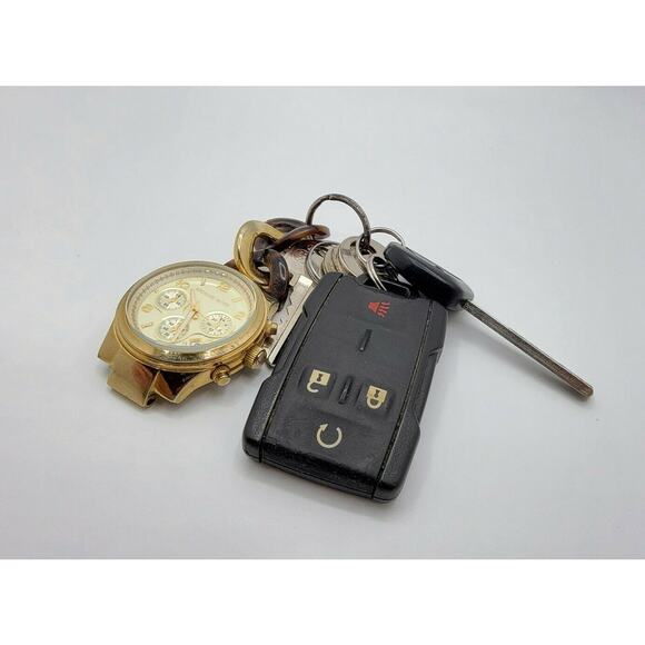 Michael Kors MK-4222 Gold Tone SS Tortoise Resin Quartz Watch Key Chain New Batt - Picture 8 of 8